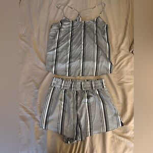 Striped Black and White Women's Shorts Set